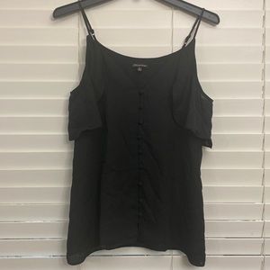 Shinestar black spaghetti strap button front top with drop shoulder size medium